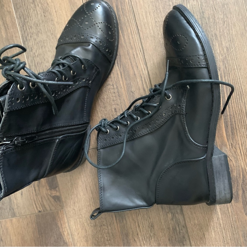 Black Lace-Up Ankle Boots - Picture 5 of 13